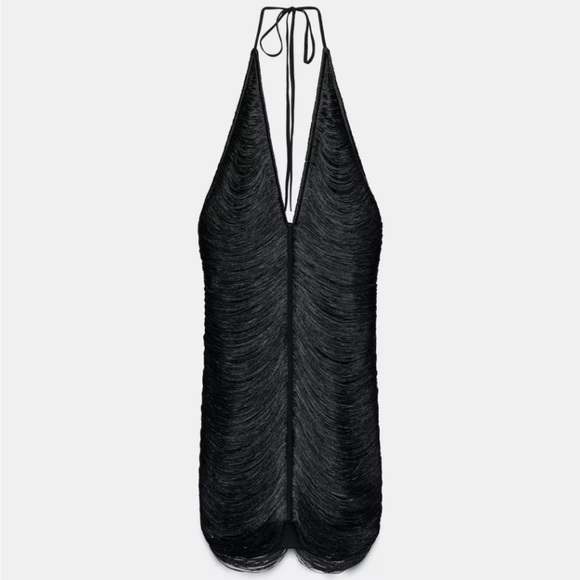 ZARA SHORT FRINGED HALTER DRESS - Picture 14 of 16